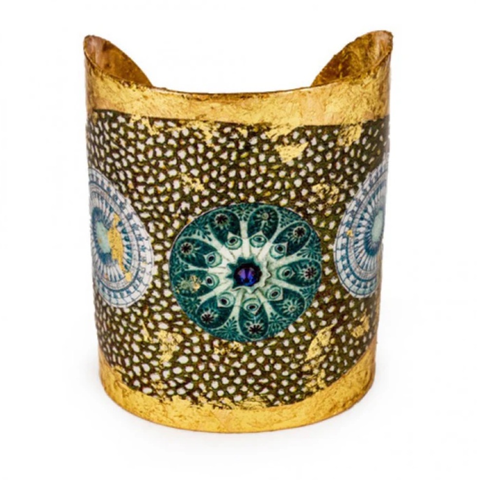Évocateur Gold leaf and Blue jellies Cuff Bracelet